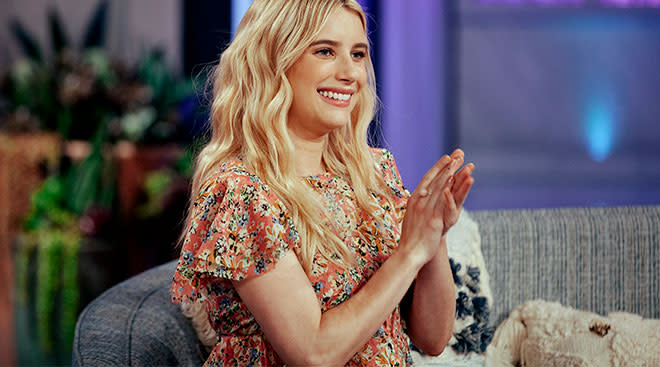 photo of actress emma roberts appearing on Kelly Clarkson TV Show
