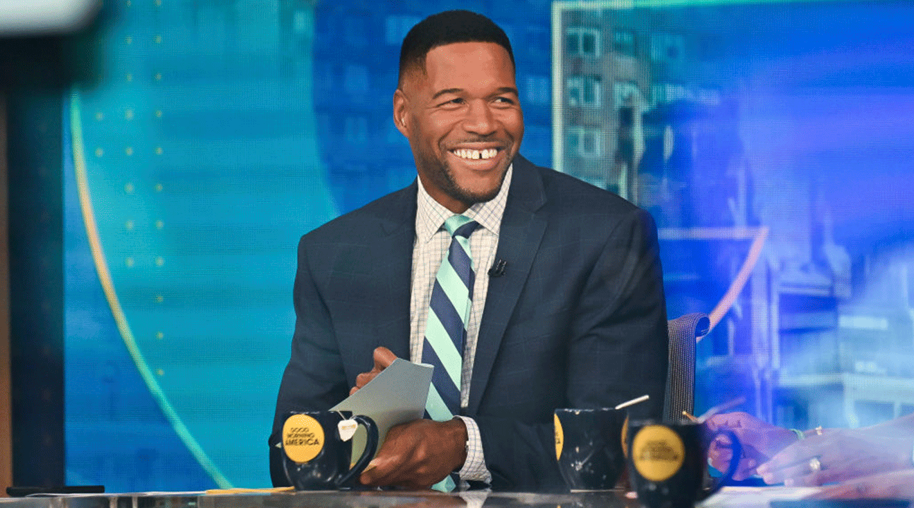 Michael Strahan is seen in studio at ABC's "Good Morning America" in Times Square on August 15, 2024 in New York City.