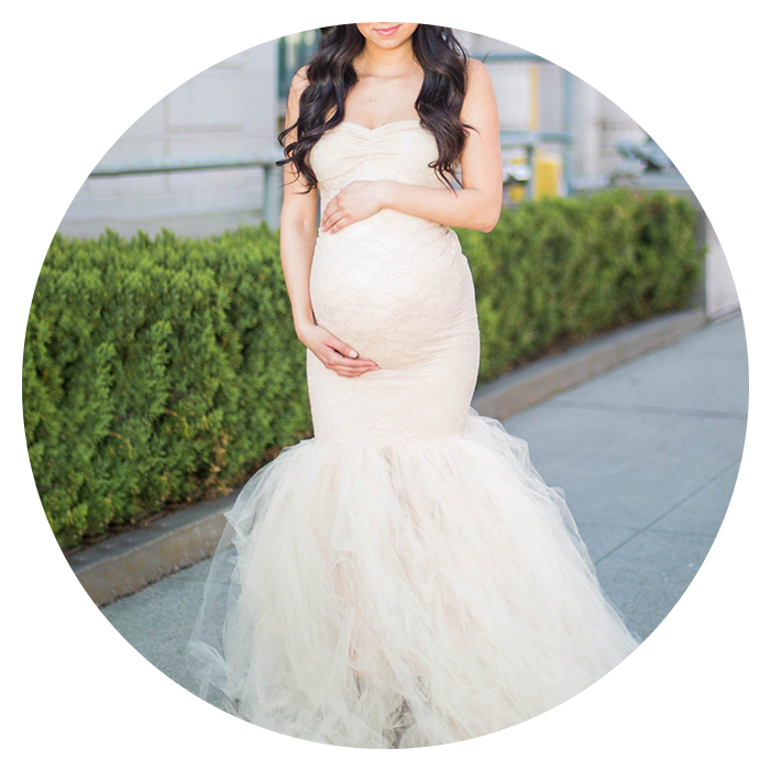 pregnant woman wedding gown