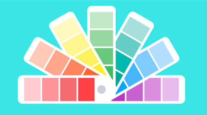 illustration of colorful paint sample booklet