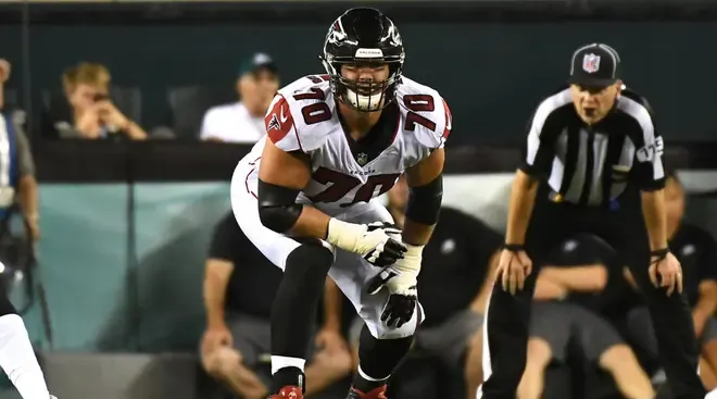 Jake Matthews in tackle position