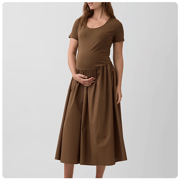 GAP Maternity Mixed Media Drop-Waist Dress