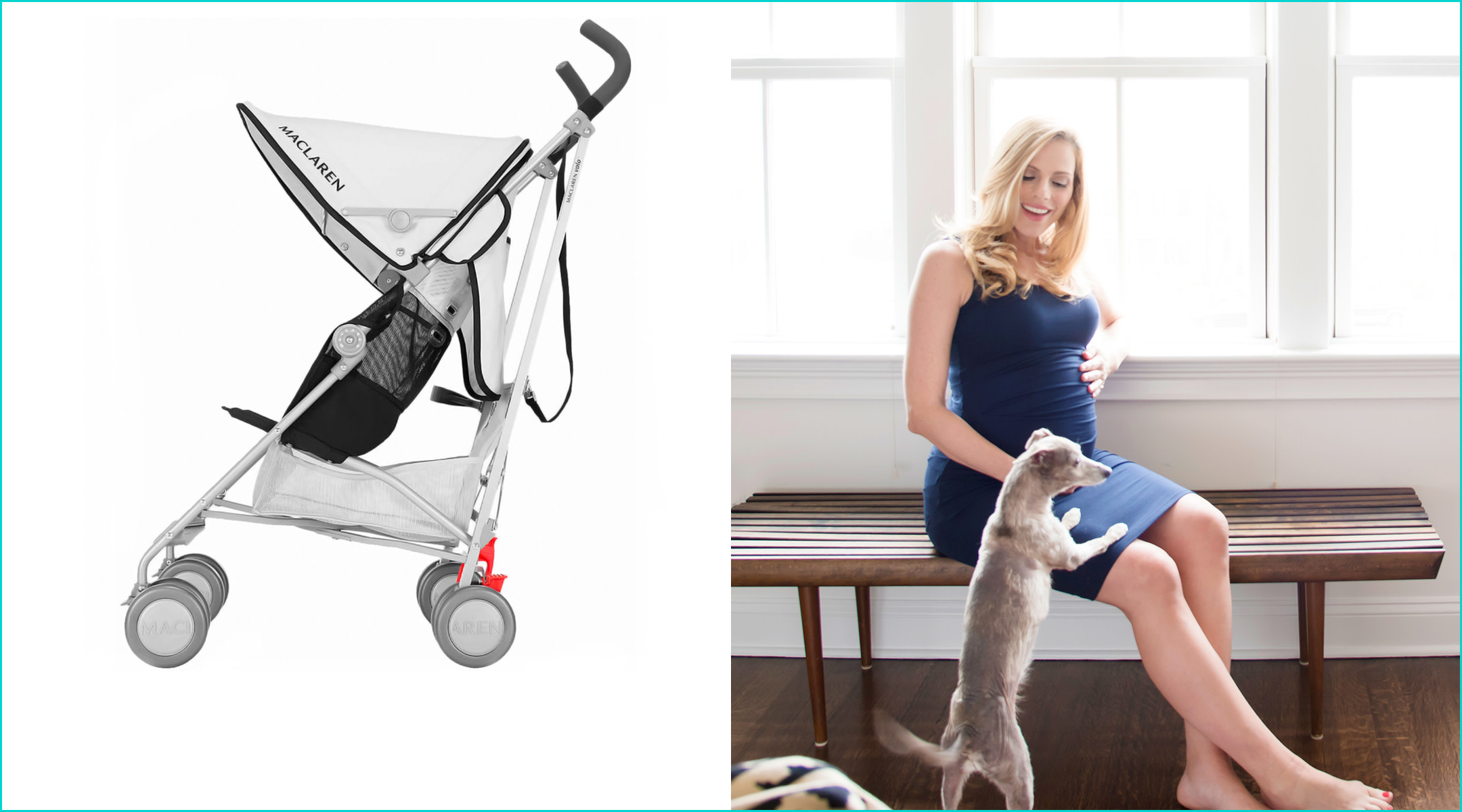 pregnant soon to be suburban mom baby registry, pictured with stroller