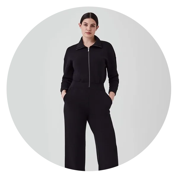 Spanx AirEssentials Long Sleeve Wide Leg Jumpsuit