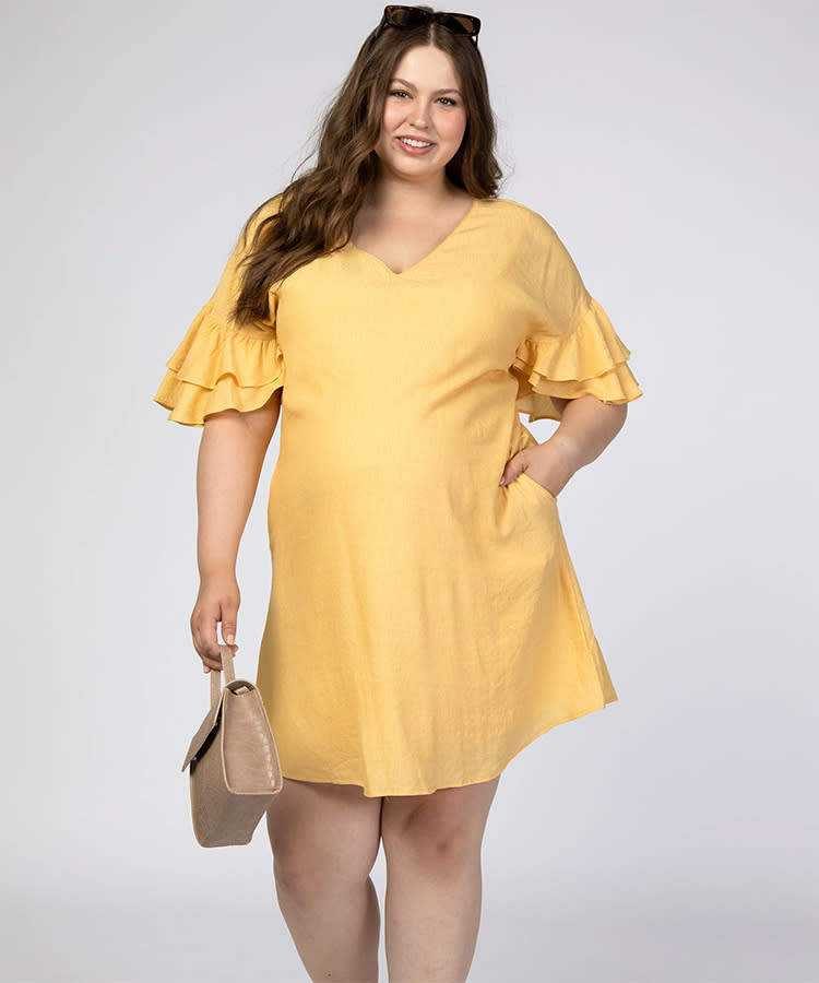 Jessica Simpson Plus Size Wrap Kimono Sleeve Maternity Dress