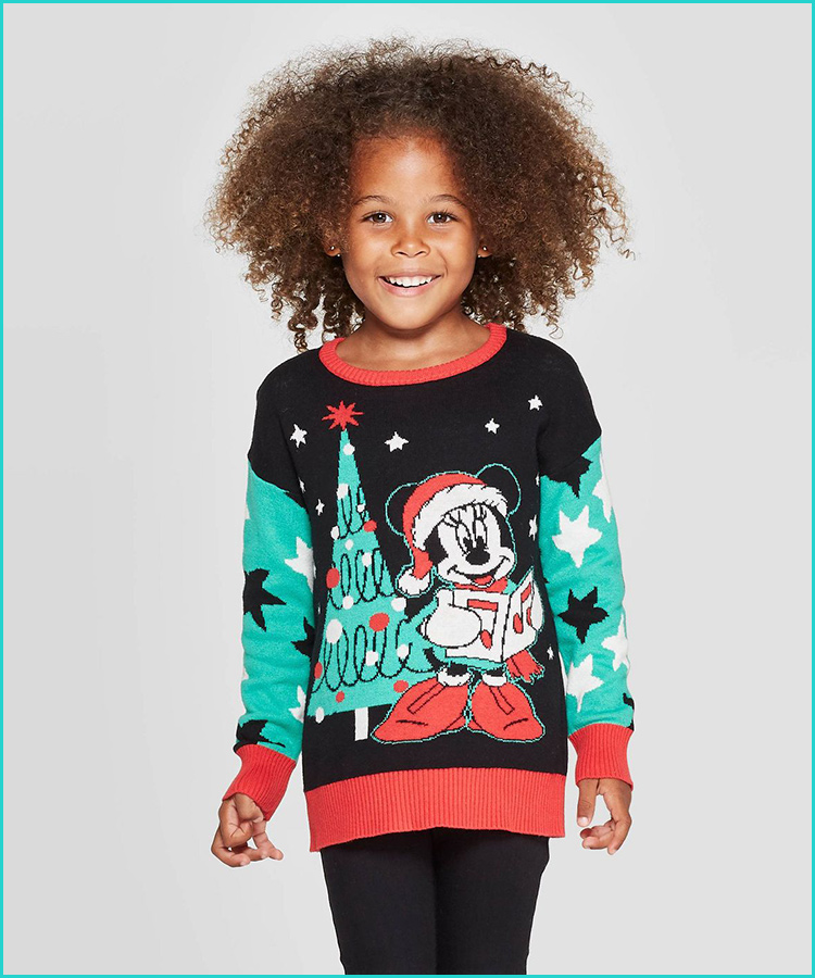 Reindeer Ugly Christmas Sweater Style Cute Long Sleeve Kids T-Shirt 3T Black 
