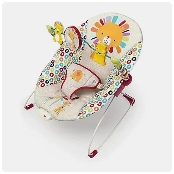 Bright Starts Playful Pinwheels Vibrating Baby Bouncer Seat with Toy Bar