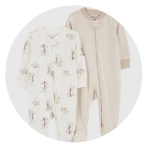 Carters Baby 2-Way Zip Sleep & Play Pajamas, 2 Pack 