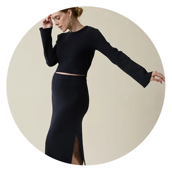Ingrid + Isabel The Mix + Mingle Black Maternity Sweater Midi Skirt