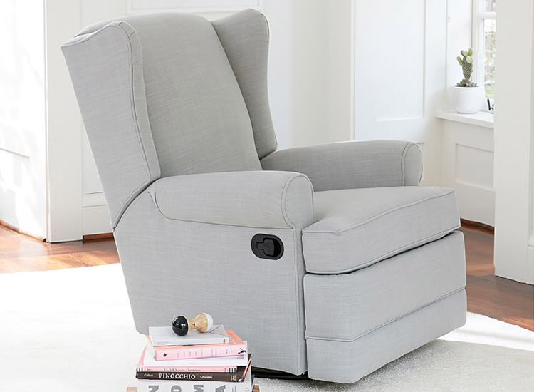 10 Best Nursery Gliders And Baby Rocking Chairs   Pottery Barn Wingback Glider Recliner 750x550 