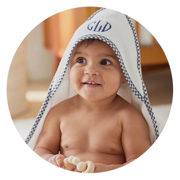 Pottery Barn Kids Gingham Baby Hooded Towel