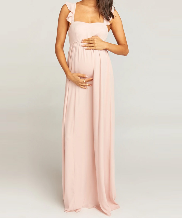 rose gold maternity bridesmaid dress