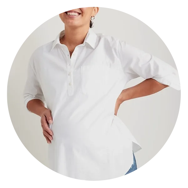 HATCH The Perfect Vee - Maternity Shirt with Wide V-Neck & Flattering Shape  - Made with Soft Drapey Jersey Fabric - Essential Maternity Top to Wear  Anywhere White at  Women's Clothing store
