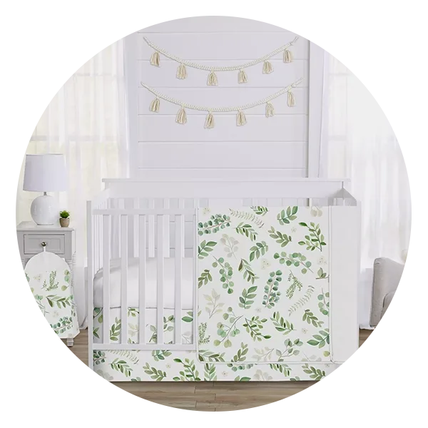 Sweet Jojo Designs Watercolor Leaf 4-Piece Crib Bedding Set