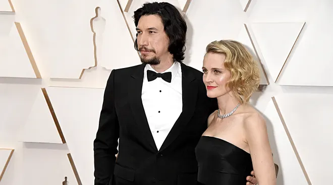 Adam Driver and Joanne Tucker attend the 92nd Annual Academy Awards at Hollywood and Highland on February 09, 2020 in Hollywood, California