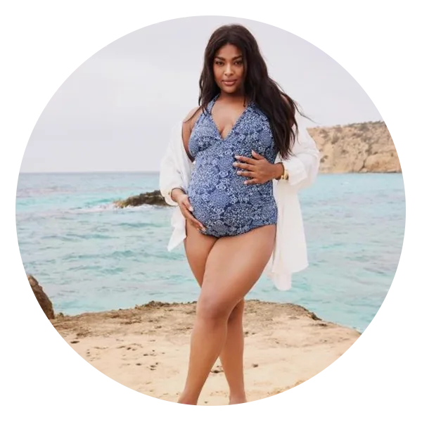 Bump It Up Curve Blue Paisley Print Halter Neck Swimsuit