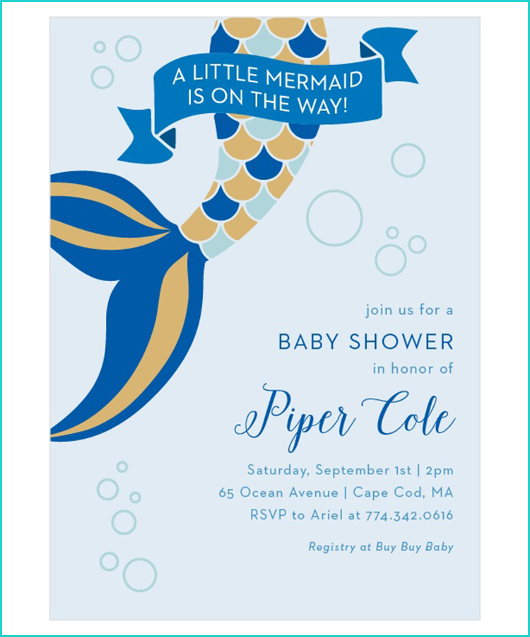 Mermaid baby hot sale shower invitations