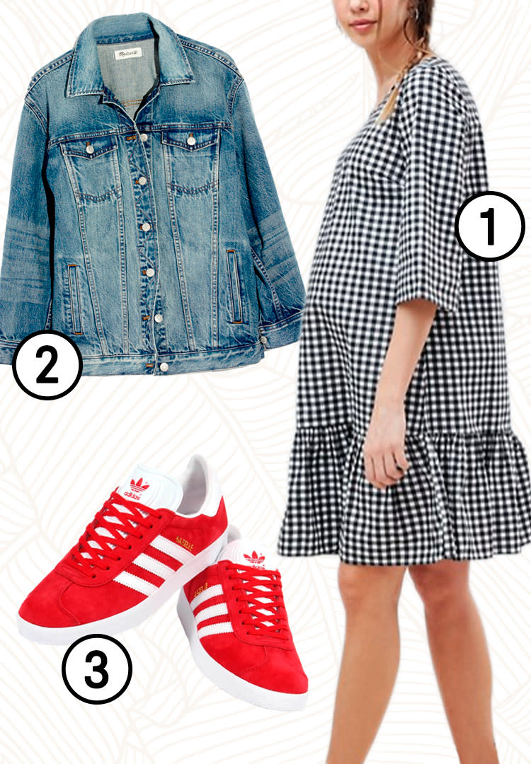 Maternity Clothing Guide Spring Gingham Dress Denim Jacket Maternity Clothing Guide Spring Gingham Dress Denim Jacket