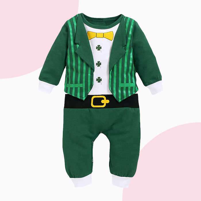 I Clover Mommy Cute Funny Irish St Patricks Day Outfit Green Baby One Piece 