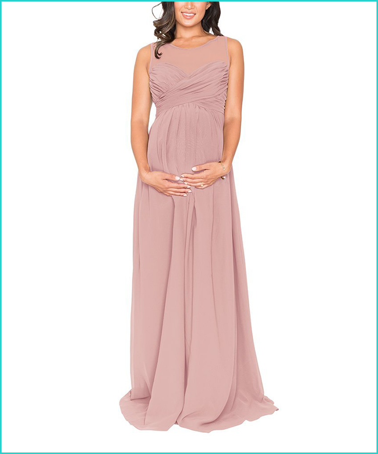 dusty rose maternity bridesmaid dress