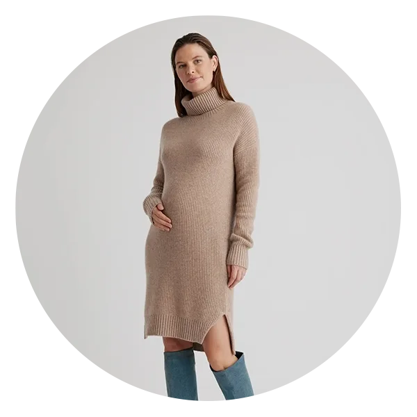 Quince Mongolian Cashmere Fisherman Maternity Sweater Dress
