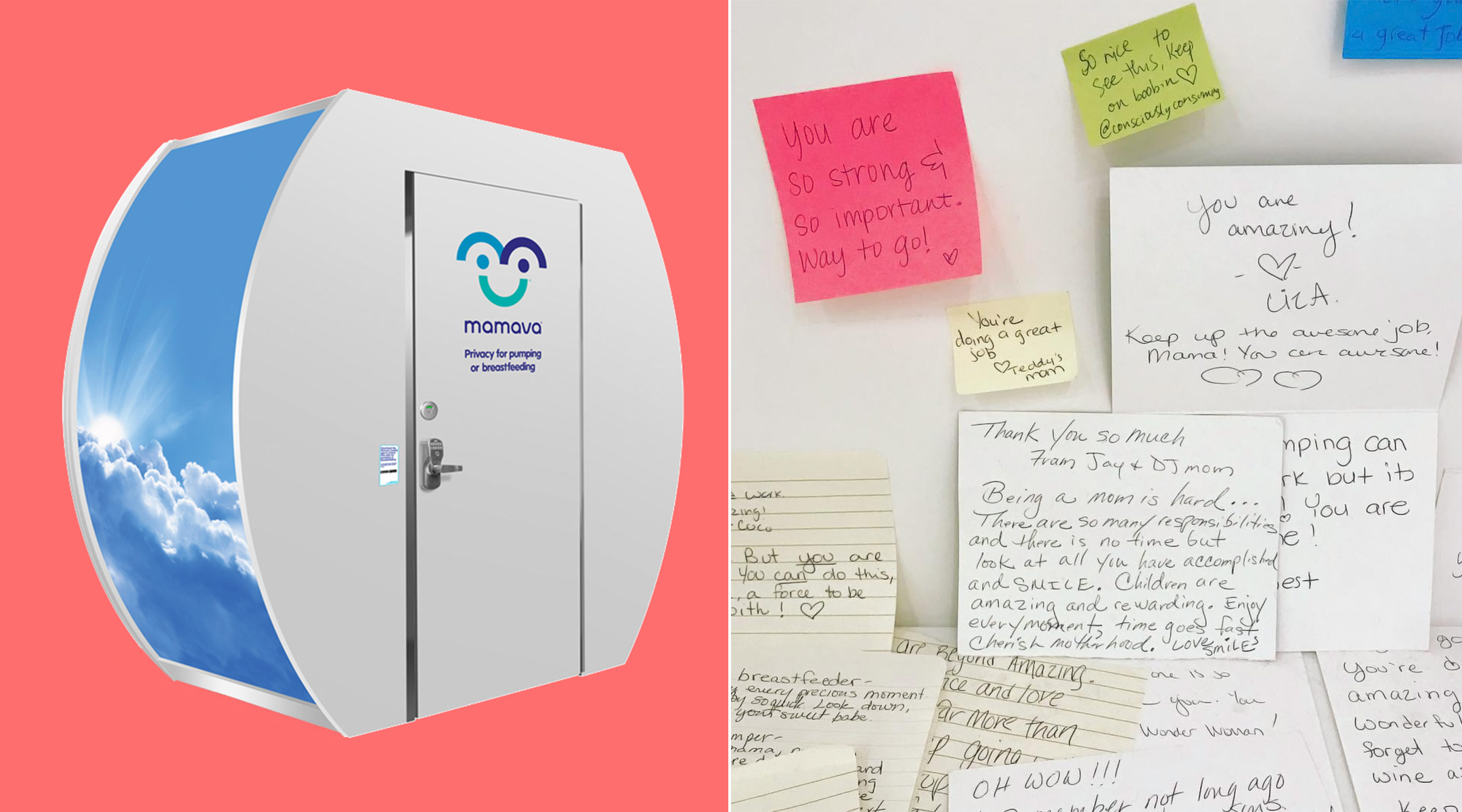 mamava breastfeeding room, moms have started leaving encouraging notes to each other