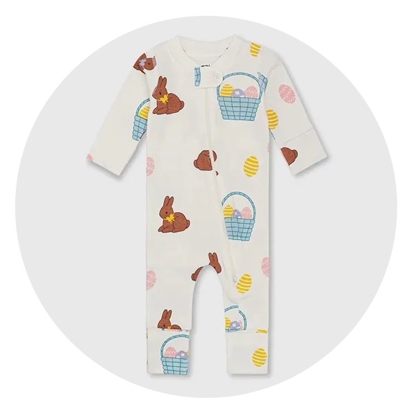 Monica + Andy One-Piece Baby Pajamas in Hoppy Days