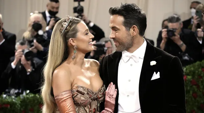 Blake Lively and Ryan Reynolds attend The 2022 Met Gala Celebrating "In America: An Anthology of Fashion" at The Metropolitan Museum of Art on May 02, 2022 in New York City
