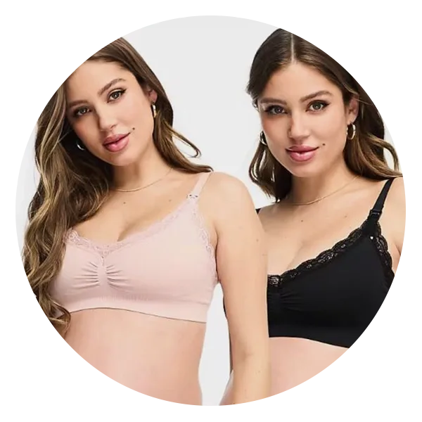 Lindex Maternity 2 Pack Seamless Lace Bras in Pink and Black
