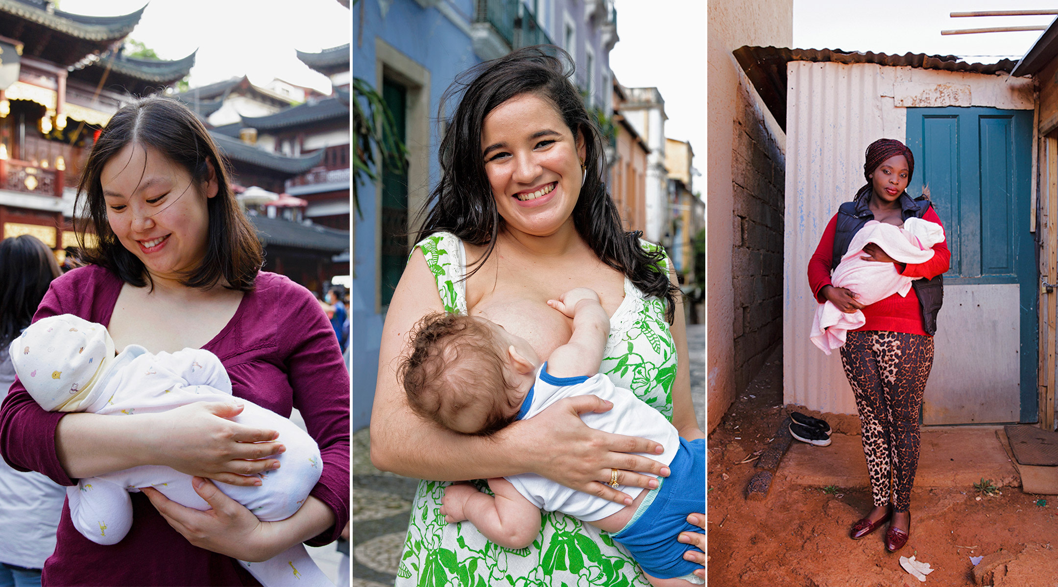 different women in different countries breastfeeding