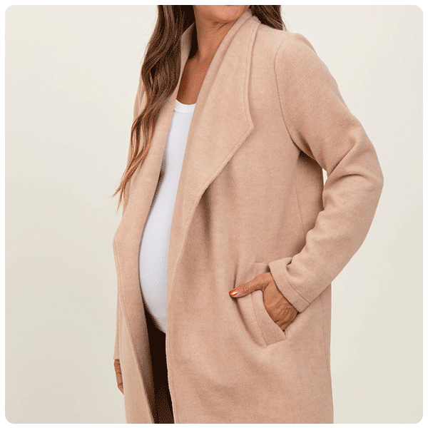 PinkBlush Beige Knit Relaxed Fit Maternity Coat Jacket