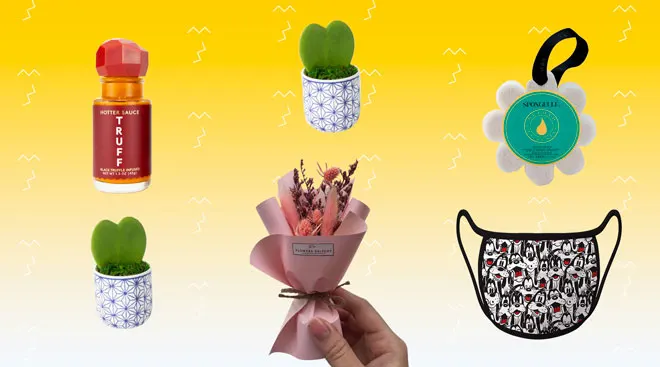 product collage of baby shower game prizes