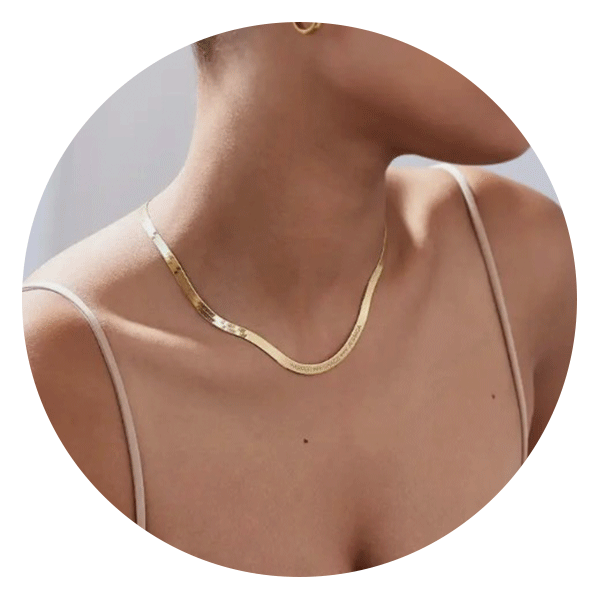 Oak and Luna Herringbone Engraved Chain Necklace Gold Vermeil
