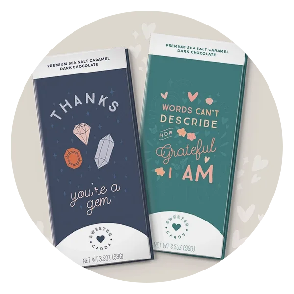 Sweeter Cards Gratitude Chocolate Bars, 2 Pack