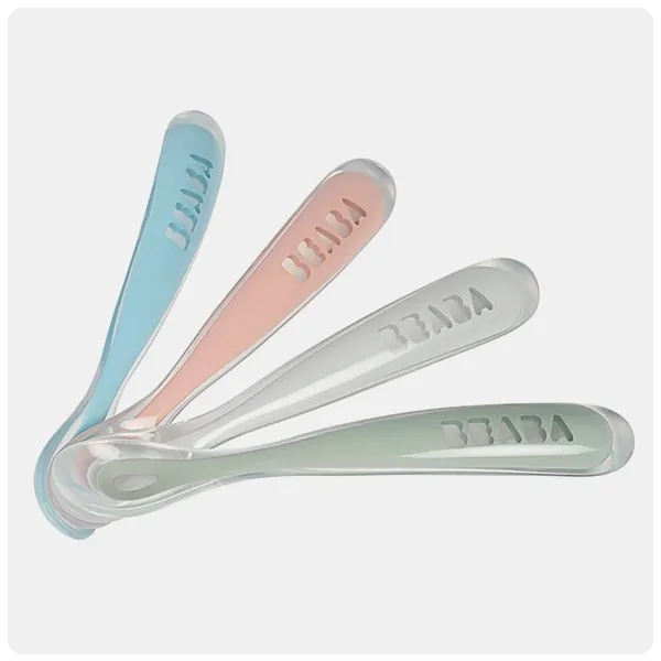 Béaba Set of 4 Easy-Grip 1st Stage Silicone Spoons