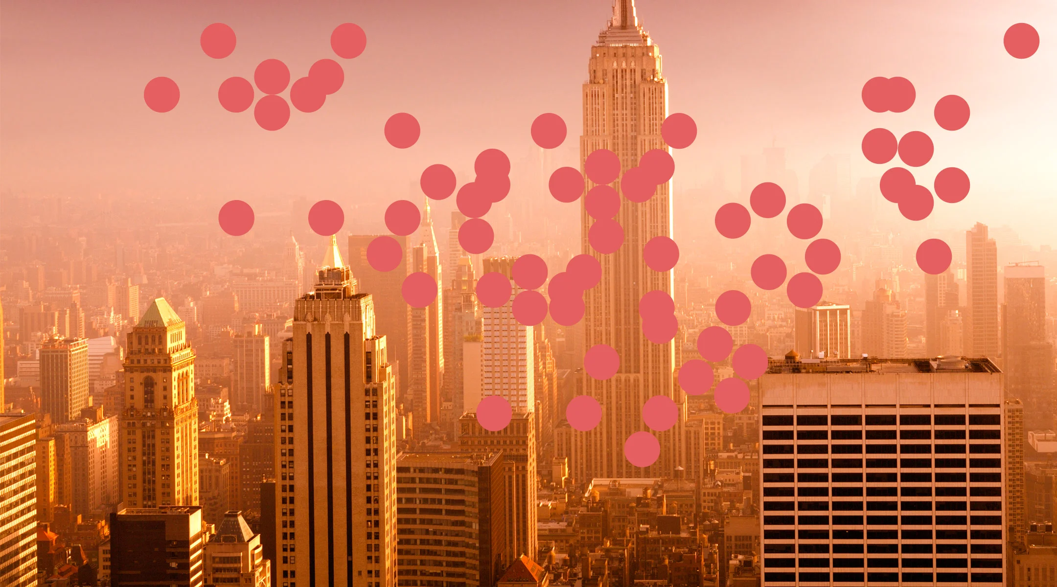 new york city's empire state building covered by dots that resemble measles rash