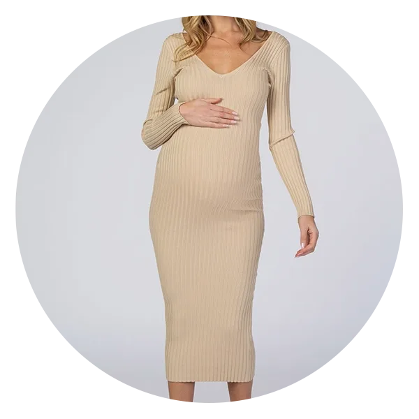 Fitted Ribbed Maternity to Postpartum Dress in Sage