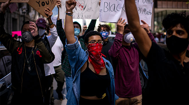 black lives matter protest happens in chicago. 