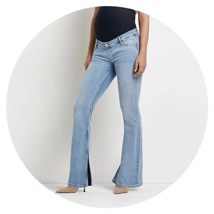 River Island Blue Maternity Split Hem Flared Jeans
