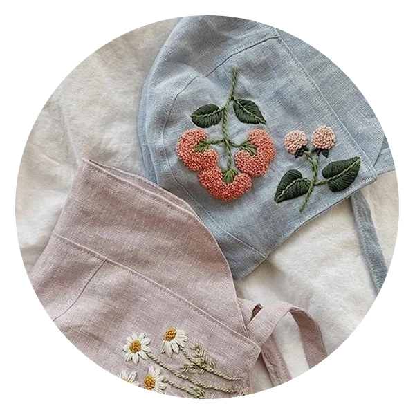EmbroideryGiftsVN Linen Baby Bonnet