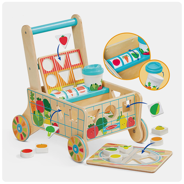 Melissa & Doug Wooden Shape Sorting Grocery Cart 
