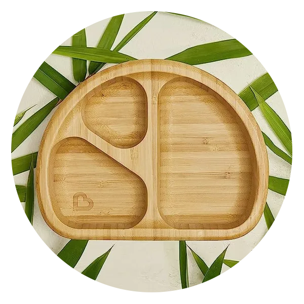 Munchkin Bambou Divided Suction Plate - Eco-Friendly Bamboo Dinnerware