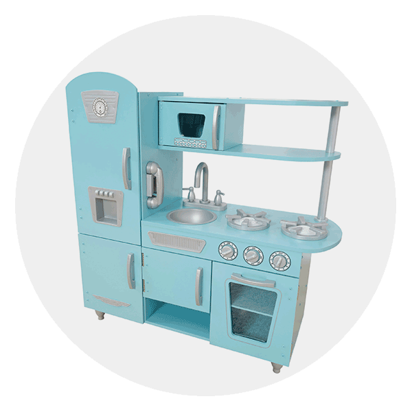 KidKraft Vintage Wooden Blue Play Kitchen with Ice Maker and Play Phone