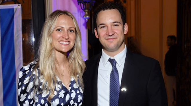 Tessa Angermeier and Ben Savage attend the "Bulletproof Israel" Emergency Gala on October 17, 2023 in Beverly Hills, California
