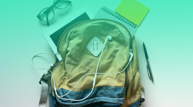 backpack spilling open with supplies