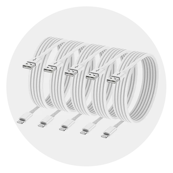 NIUBIL 5 pack 10 ft iPhone Charger Long Cord