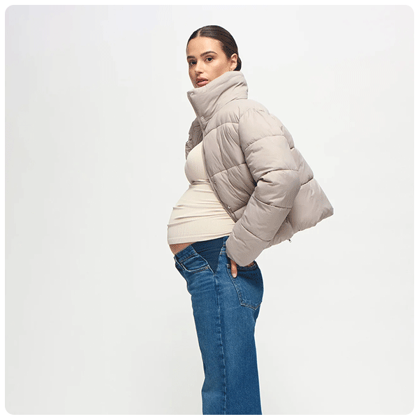 Ingrid + Isabel The Cloud Crop Size Zip Maternity Puffer Jacket