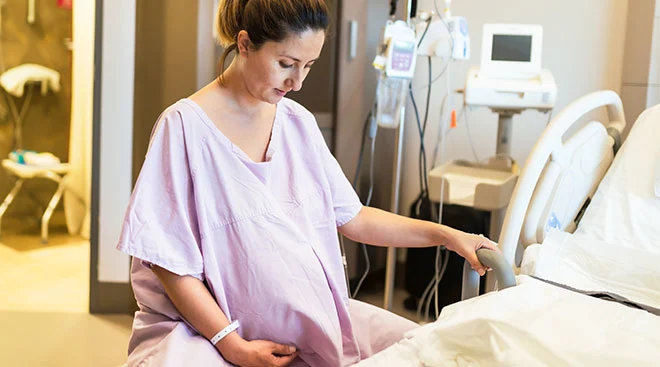 Pregnant woman at the hospital going through labor.