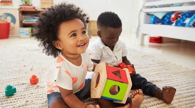 18 month old babies playing with toys