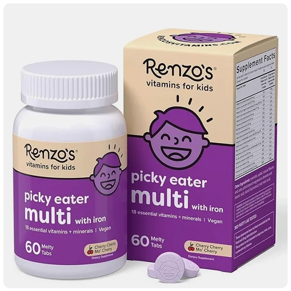 Renzo’s Picky Eater Multi Melty Tabs, Multivitamin with Iron